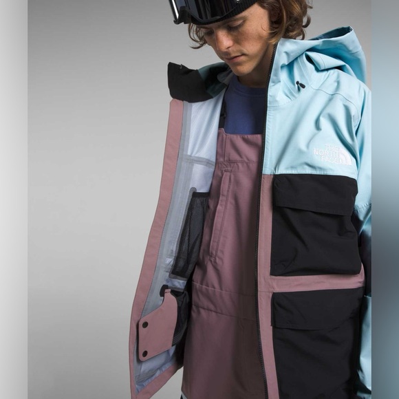 North Face M Dragline Jacket Ice Cap Blue Fawn Grey LARGE NWT - Picture 3 of 7